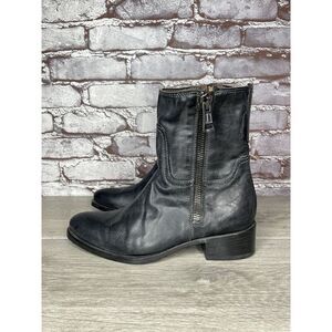 Alberto Fermani Black Leather Double Sided Zipper Heel Boots Women Sz 36.5EU/6M